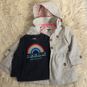 OshKosh B'Gosh Jacket + Long Sleeve Rainbow Tshirt